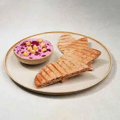 Beetroot Hummus with Pita Triangles